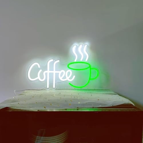 Image of Coffee Bar Sign Wall Decor,LED Coffee Neon Light up Signs for Coffee Station Decor,Coffee Decorations for Coffee Bar Kitchen Decor Accessories,with Dimmable Switch and Hanging Chain,5V USB Powered