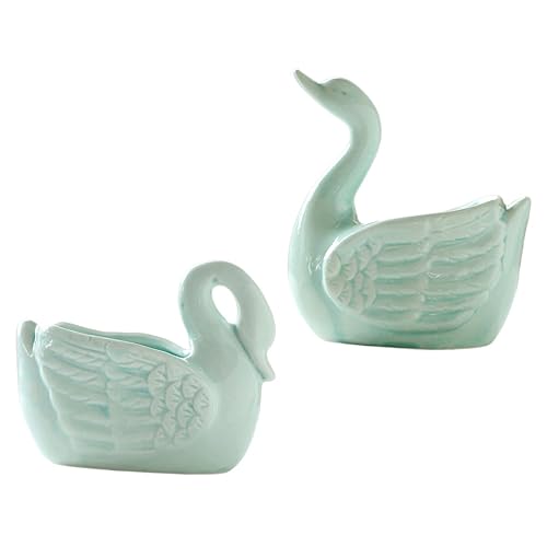 POPETPOP Pot De Fleurs Décoratif en Forme De Cygne en Céramique pour Plantes Dintérieur Décoration De Maison Ou De Bureau