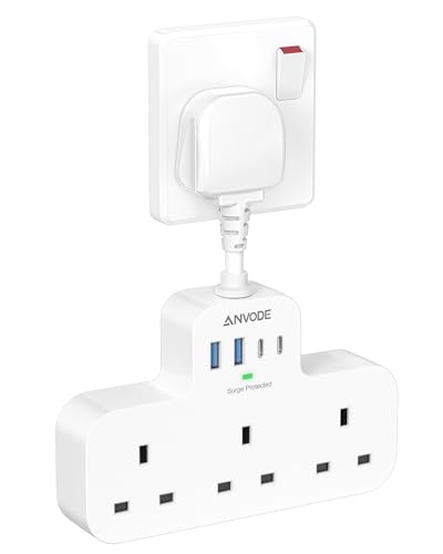 ANVODE 3 Way Plug Adaptor with USB C