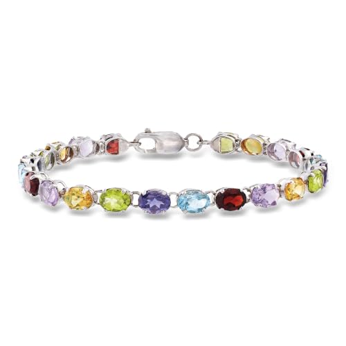 Ross-Simons 16.60 ct. t.w. Multi-Gemstone Link Bracelet in Sterling Silver. 7 inches