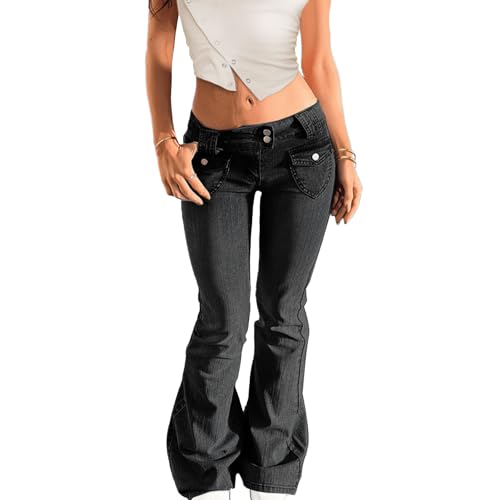 Amazon.com: Low Rise Flare Jeans for Women Baggy Y2K Stretchy Bell