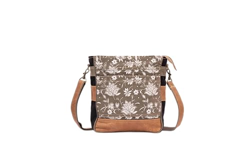 Bags SEL de MER Upcycled Blossom Print Canvas & Leather Shoulder Bag, Canvas Crossbody Bags for Women