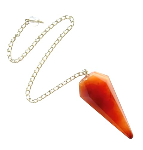 crystalmiracle Crystal Carnelian Dowser Divination Pendulum for Healing Reiki Feng Shui Gift Handcrafted