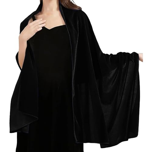 Image of Generisch Women Velvet Scarf for Wedding Bridesmaids Outerwear Evening Party Prom Dress Accessories Scarf Tube Scarf Women, black, One Size