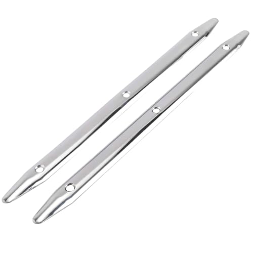 сYKKxBKGM 2PCS Boat 316 Stainless Steel 12" Flattened 3-Hole Line Rub Strakes Edge Anti-Collision Protection Fender Strip Hardware