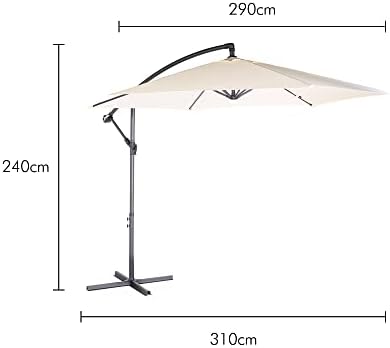 VonHaus Banana Parasol 3M  Cantilever Hanging Parasol Umbrella for Outdoor, Garden, Patio  Sun Shade Canopy with Hand Crank, Tilt & Rotate Function, UV30+ Protection, Air Vent, Steel Frame  Cream