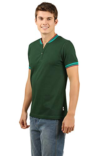 Image of zebu Men's Half Sleeve Cotton Henley Neck Tshirt with bio wash (Pack of 1).
