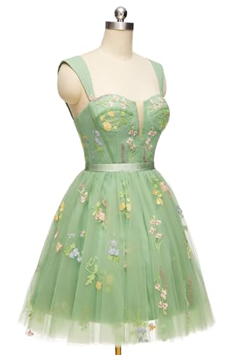 Glitter Tulle Off Shoulder Homecoming Dress for Teens Flower Embroidery Beaded Short Party Gowns4