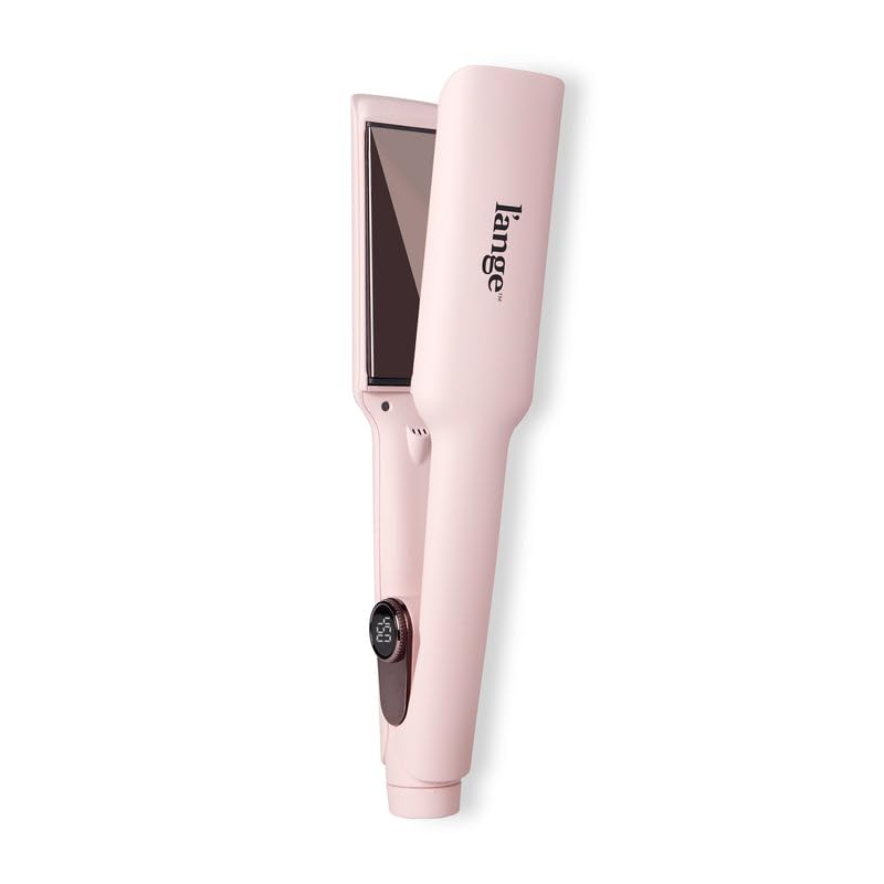 Image of L'ANGE HAIR Le Titane Titanium Flat Iron | Hair Straightener with Curved Edges for Versatile Styling | Dual Voltage Flat Iron with Infrared Heat & Adjustable Temperature | 1.75 inch Blush
