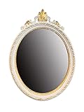 Fabricado en Italia Artissimo Espejo de pared blanco dorado ovalado barroco espejo antiguo baño espejo 63 x 46 cm espejo pasillo Prunk rococó espejo C13