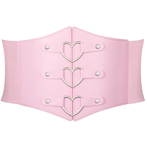SUOSDEY Women Heart Corset Belt Goth Stylish Wide Elastic Waist Corset for Cosplay Halloween Renaissance Daily