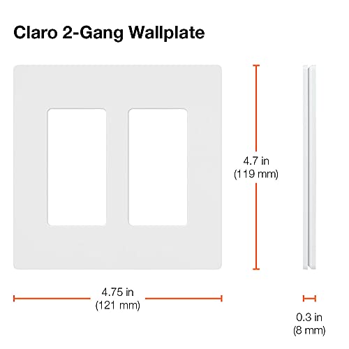 Lutron Claro Light Switch Cover Plate, 2 Gang Wallplate, for Decorator Light Switches, Screwless Switch Plate Cover, Gloss, CW-2-BL, Black by Lutron - Image 3