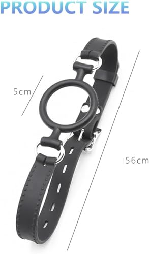 Image of Leather Restraints Ball Mouth Plug Open Mouth Gag O-Ring Gag Restraints, Adjustable Strap Bondage Harness Restraints for Adult Bondage Restraints Sex Play-Pink (BO7)