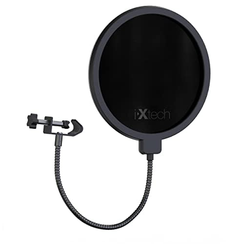 IXTECH Pop Filter for Mic Pop Filter for Blue Yeti Microphone Pop Filter Mic Pop Filter Dual Layered Sound Shield Guard Windscreen with a Flexible 360 Degree Gooseneck Clip Stabilizing.