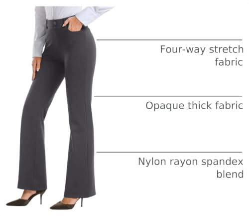Image of Stelle Women 28 inch /30 inch / 32 inch Bootcut Dress Pants Business Casual Work Pants with Pockets Pull On Regular Slacks for Office
