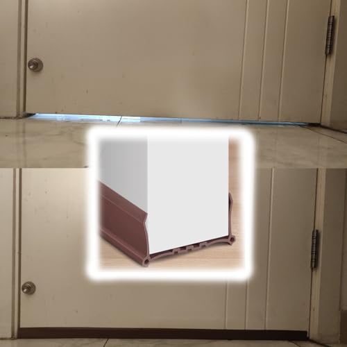 Under The Door Draft Blocker 96 CM White Brown Gray, Door Bottom Seal Strip Stopper for Soundproof/Block Light, Double Door Weather Stripping Side Seal(Brown)
