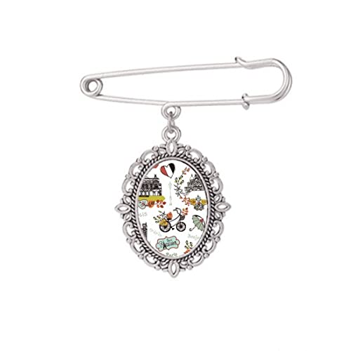 Broche pour robe qui glisse et châle Eiffel M motif floral