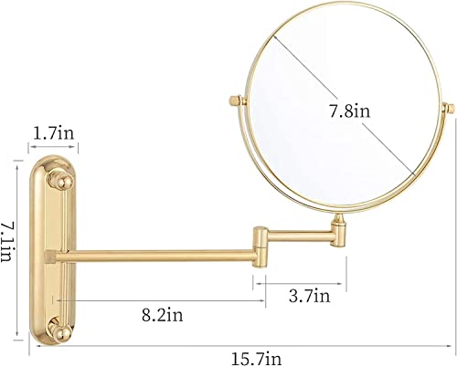 Miroir de maquillage mural doré 8 pouces double face pivotant 360 - 8