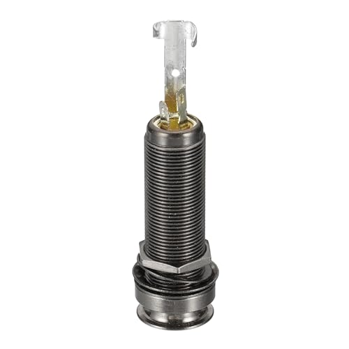 Prise jack cylindrique 6,35 mm en métal robuste pour guitare et basse électrique gris acier