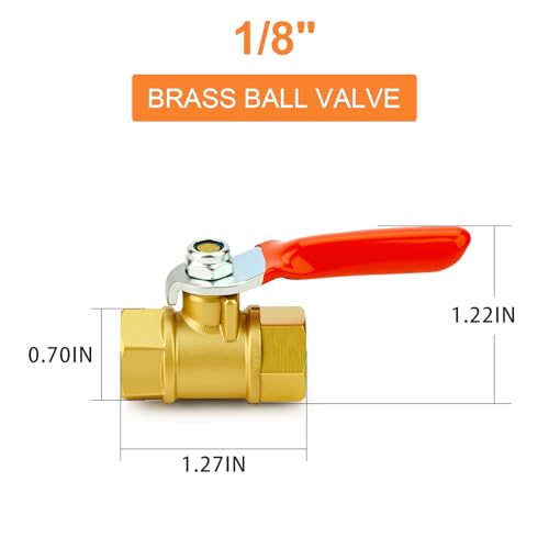 Image of GASHER 3PCS 1 /8 Inch Brass Mini Ball Valve, Shut Off Valve, 1 /8 Inch FNPT Thread Pipe Fitting