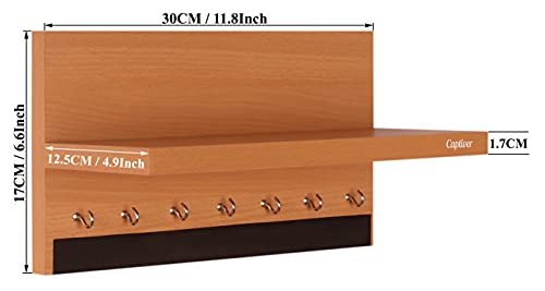 Image of Captiver Engineered Wood Wall Mounted Key Holder with Storage Shelf Racks Stands (7 Hooks, Matte Beech) V Office Kitchen Chain Ring Keys Decorative Home Decor Stylish Keyholders Organizer