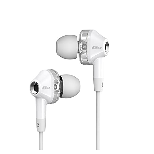 ZRJ Pc Headset Earphones Wired Hybrid Dual Drivers Earbuds in Ear Headphones 3.5mm Gaming Earphones with Microphone Volume Control Headset Audifonos (Color : White)