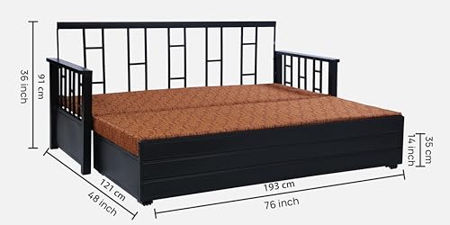 Image of Ubpon 3 Seater Metal Sofa Cum Bed with Hydraulic Storage | Single Size Sofa Cuma Bed | Metal Sofa Set for Living Room, Guest Room D10 Multi Brown Sofa Single