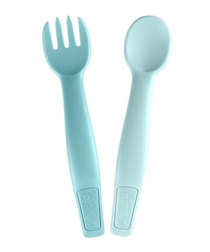 nip - Green Baby- und Kinderbesteck | ab 9 Monate |Nachhaltiges Besteckset mit Löffel & Gabel, spülmaschinengeeignet, BPA-frei, ohne Melamin | Hellblau