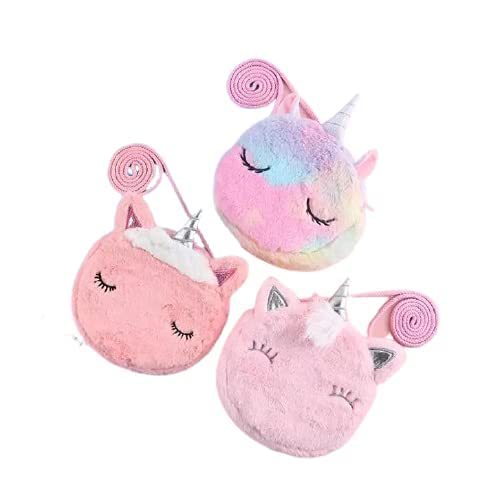 Soft Unicorn plush shoulder bag child plush coin purse little girl shoulder cross body sling bag(Multi Colour)-image-41
