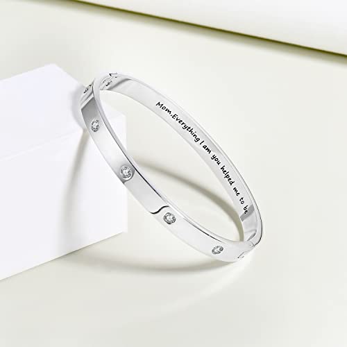 Conran Kremix Graduation Gifts For Her Christmas Present For Daughter Cousin Gifts Bangle Gifts For Teacher Engraved Inspirational Silver Cuff Bangle Bracelet For Women Jewelry #TOP7