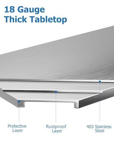EcoExplorer Heavy Duty Stainless Steel Table for Prep and Work, NSF Commercial Table with Adjustable Bottom Shelf for Kitchen, Restaurant, Home, Garage, Hotel, 36 x 24 Inches with Wheels