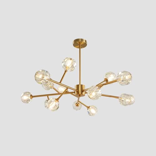 Lustre moderne en cristal pour cuisine et chambre coucher luminaire suspendu dorée