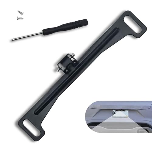 Image of Pack-1 Car Rear View Camera Bracket, Multifunctional Waterproof Durable Metal Vehicle License Plate Mount with Installation Tools, Universal Automotive Backup Camera Holder (Black)