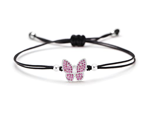 Pulsera Tous,Pulsera Trenzada De La Amistad Hecha A Mano, Cuerda Negra, Mariposa Con Incrustaciones...