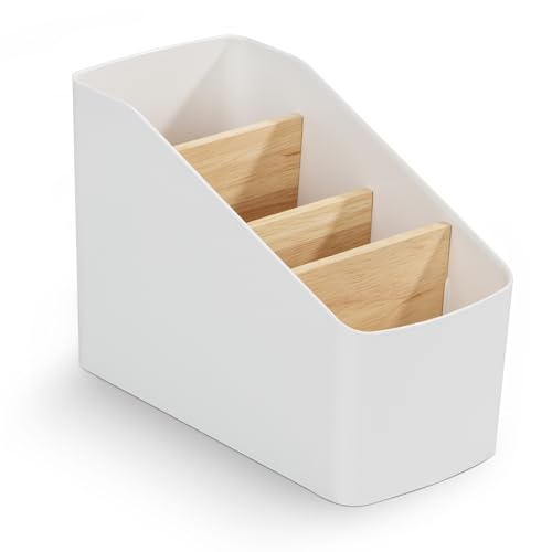 Jesustree Soporte Madera para Control Remoto Escritorio, Organizador de Escritorio de Bambú Extraíble 4 Caja, Multifuncional Almacenamiento de Oficina para Joyas, Bolígrafo Lápiz, Teléfono Celular
