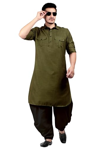K-ROYALS White Dhoti Salwar Pathani Suit for Men's/New Cotton Ble...