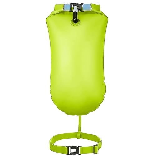 DPSLOOPM Boya de Natación, Boya de Formación para Aguas Abiertas, Bolsa Impermeable Inflable, Flotador con Cinturón Ajustable, para Nadadores,Triatletas y Buceador, Alta Visibilidad (Verde)