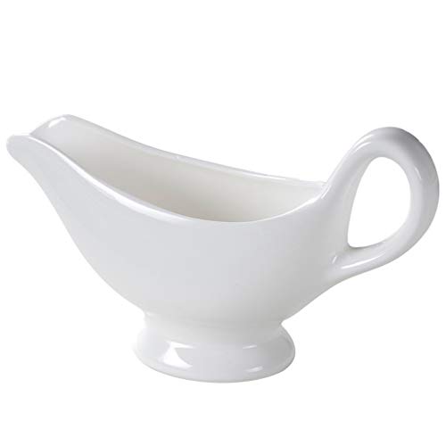 ERoomQ Saucer Traditional Porcelain Gravy Sauce Boat with Saucer Porcelain Gravy Boat Gravy Boat and Tray Ceramic Make Sauce Boat with Tapered Spout Porcelain Gravy Di(One Color Medium)