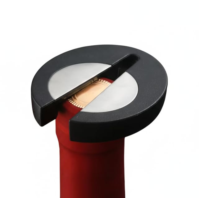 Qpractiko Taglia Capsule Vino Nero Acciaio | Taglio preciso e Sicuro, Design Elegante e Compatto | Accessorio Raffinato per Amanti del Vino, Facile da Usare e Pulire