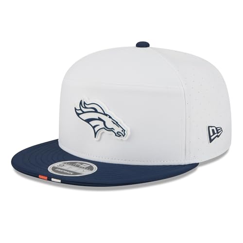 New Era Men's White/Navy Denver Broncos 2025 NFL Training Camp Split Panel 9FIFTY Snapback Hat