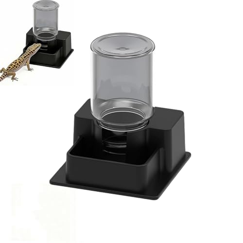 CQnodoit Automatic Pet Feeder Adjustable Portion Control Convenient Turtle Water Dispenser Reptile Water Dish Small Amphibian Bowl for Gecko Lizard Terrarium Habitat