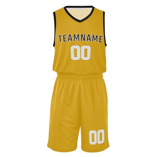 Custom Mustard Yellow Basketball Jersey Personanlized Name Number Sports Jerseys Suit Sport Uniform for Boys Girls Kids Youth