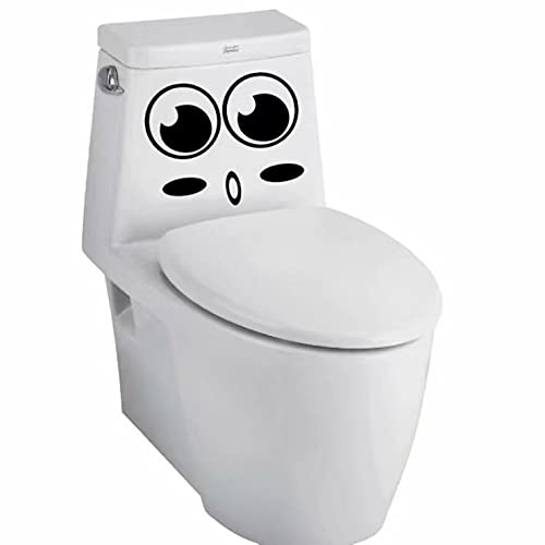 sundatebe Smiley Face Sticker for Toilet Bathroom Kitchen PVC 1 Colour One Size, Big Eyes, 10x25cm