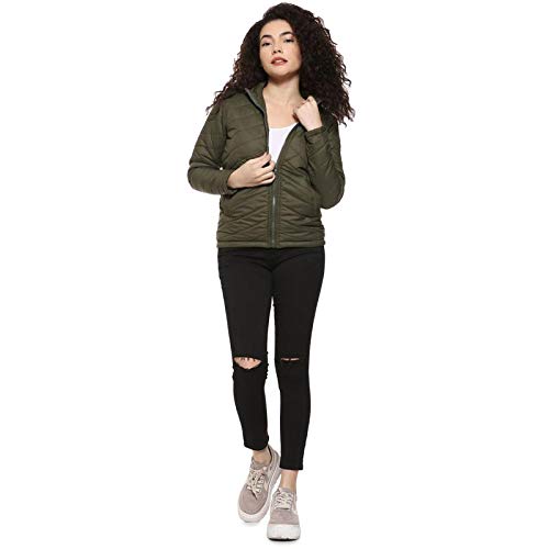 Image of PINACOLADA Women's Puffer Regular Fit Bomber Jacket For Winter Wear | Standing Collar | Full Sleeve | Zipper | Casual Jacket For Woman & Girl | Western Stylish Jacket For Women