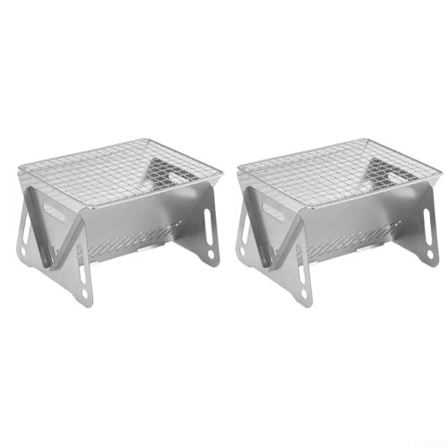 Volakebeing Barbecue portable en acier inoxydable pour la plage, le camping, la cuisine, le jardin, le mini équipement de cuisine en plein air avec sac de transport