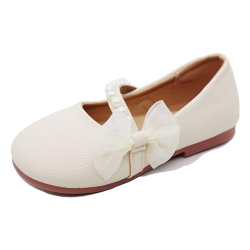 Elcssuy Girl'S Ballet Flats Non-Slip Soft Mary Jane Walking Party Dress Shoes For Toddler/Little Girls/Big Girls Beige Size 11.5 cover