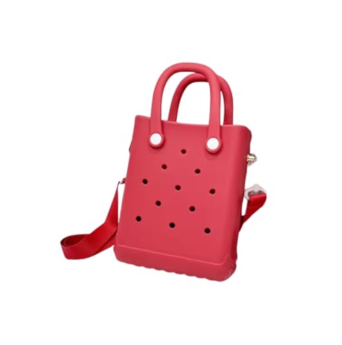 Perforated Foam Tote Handbag with Shoulder Strap, DIY Charm Bag for Women Kids, Multi-Color