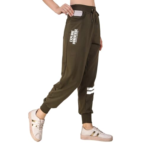 UZARUS Women's Cotton Slim Fit Joggers Track Pants with 2 Zippere...
