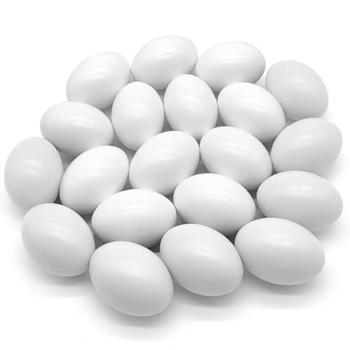 20 PCS Wooden Fake Eggs White Easter Eggs Fake Chicken Eggs Dummy Egg for Craft Pretend Play Kitchen Accessories Food Toy Home Decor DIY Painting