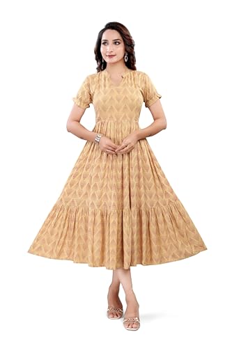 Image of B2F Women's Flared Anarkali Maternity Dress, Feeding Kurti with Concealed Zip for Pre & Post Pregnancy